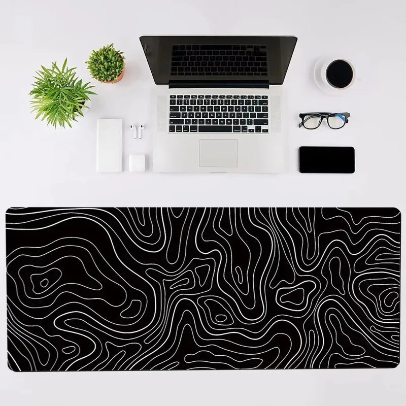 Large Extended Gaming Mouse Pad with Non-Slip Rubber Base,Topographic Design,for Full Desk Keyboard and Mouse Support ALPENZO