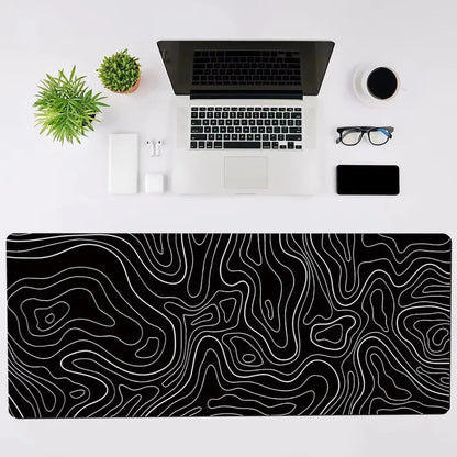 Large Extended Gaming Mouse Pad with Non-Slip Rubber Base,Topographic Design,for Full Desk Keyboard and Mouse Support ALPENZO
