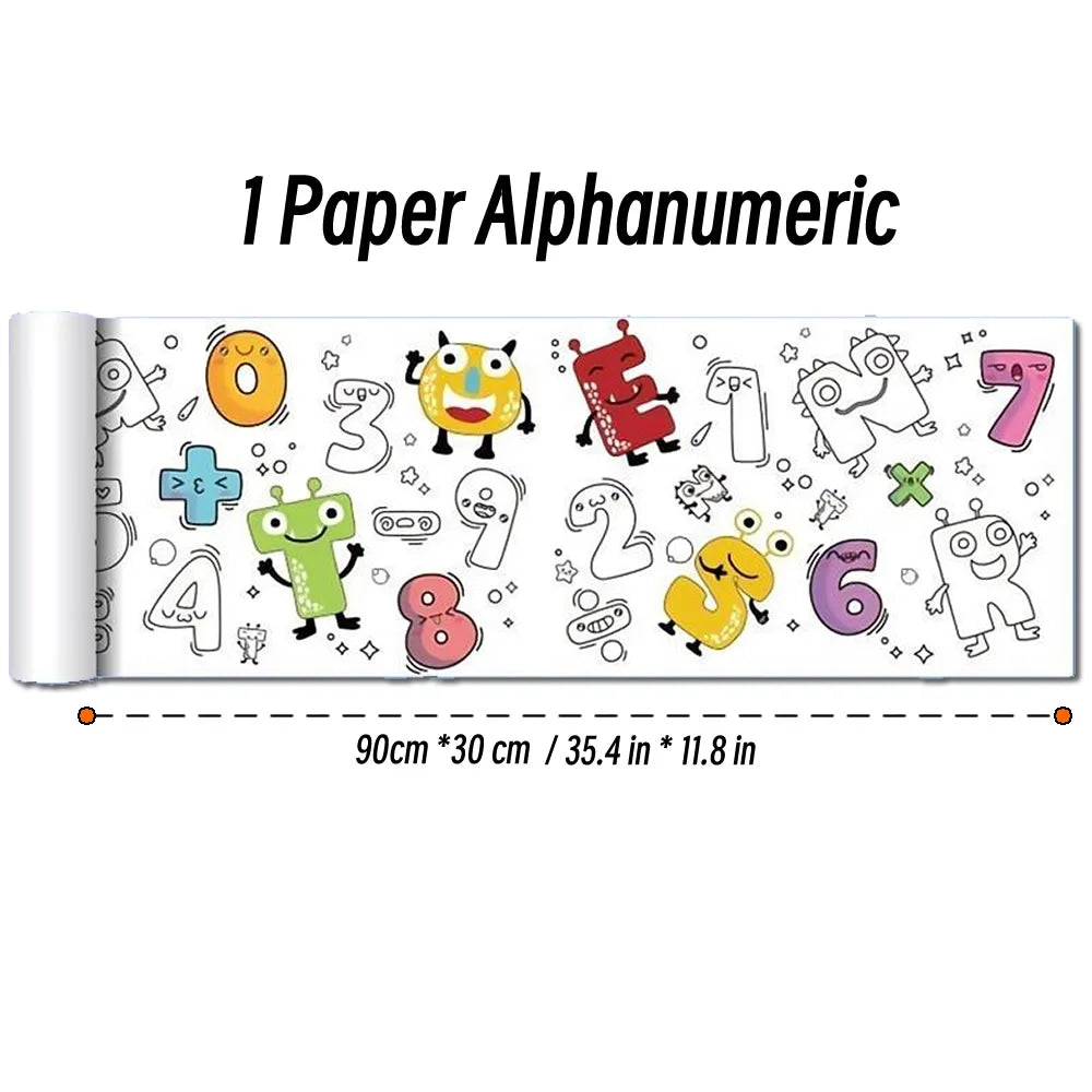 0.9/3M Space Food Animal Canvas Children's Drawing Roll DIY Coloring Paper Roll Color Filling Graffiti Paper-cut Painting School ALPENZO