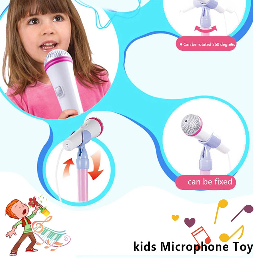 Kids Microphone with Stand Karaoke Song Music Instrument Toys Brain-Training Educational Toy Birthday Gift for Girl Boy ALPENZO
