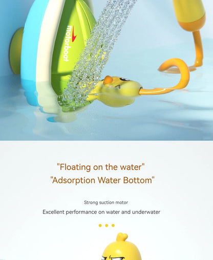 Cute Duck Bathtub Boat Toy with 3 Emotional Ducks Automatic Water Spray Toys for Toddlers, Sensory Interactive Baby Shower Gift ALPENZO