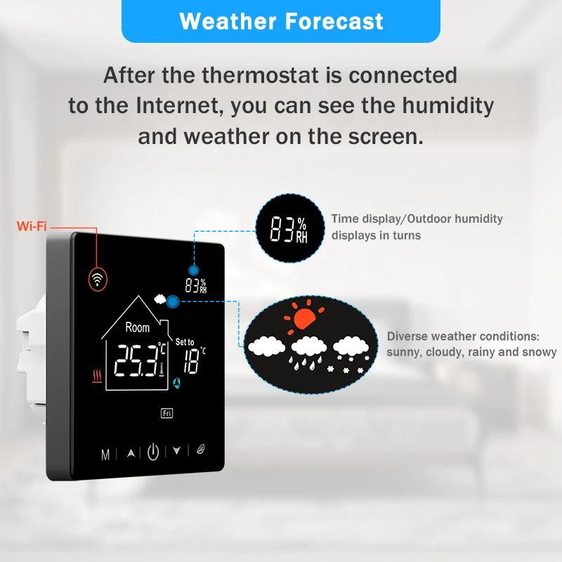 Tuya Smart Home Wifi Room Thermostat For Underfloor Heating Smart Thermostat for Gas Boiler 220V Temperature Controller Alexa - ALPENZO