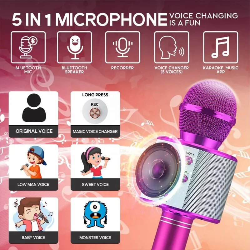 Fun Toys for 4-15 Year Old Girls, Handheld Karaoke Microphone for Kids Birthday Xmas Gifts for 8 9 10 11 Years Old Boys Girl ALPENZO