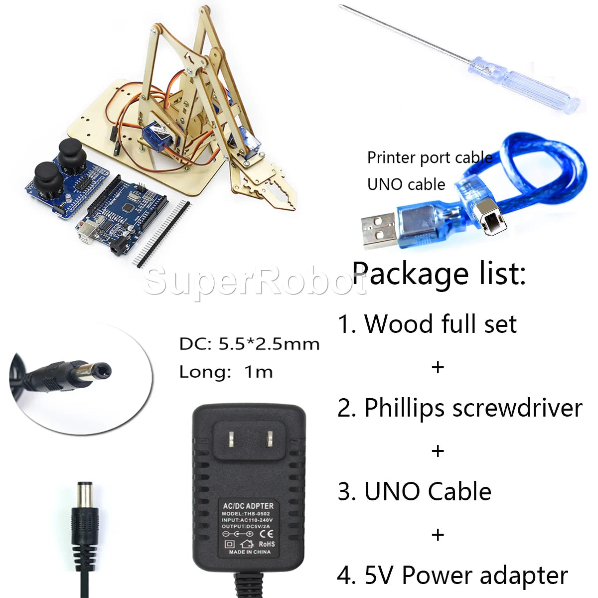 SG90 MG90S 4 Dof Unassembly Acrylic Mechanical Robot Manipulator Claw Kit For Arduino Robot Arm STEAM Kit Programming Robot Arm ALPENZO