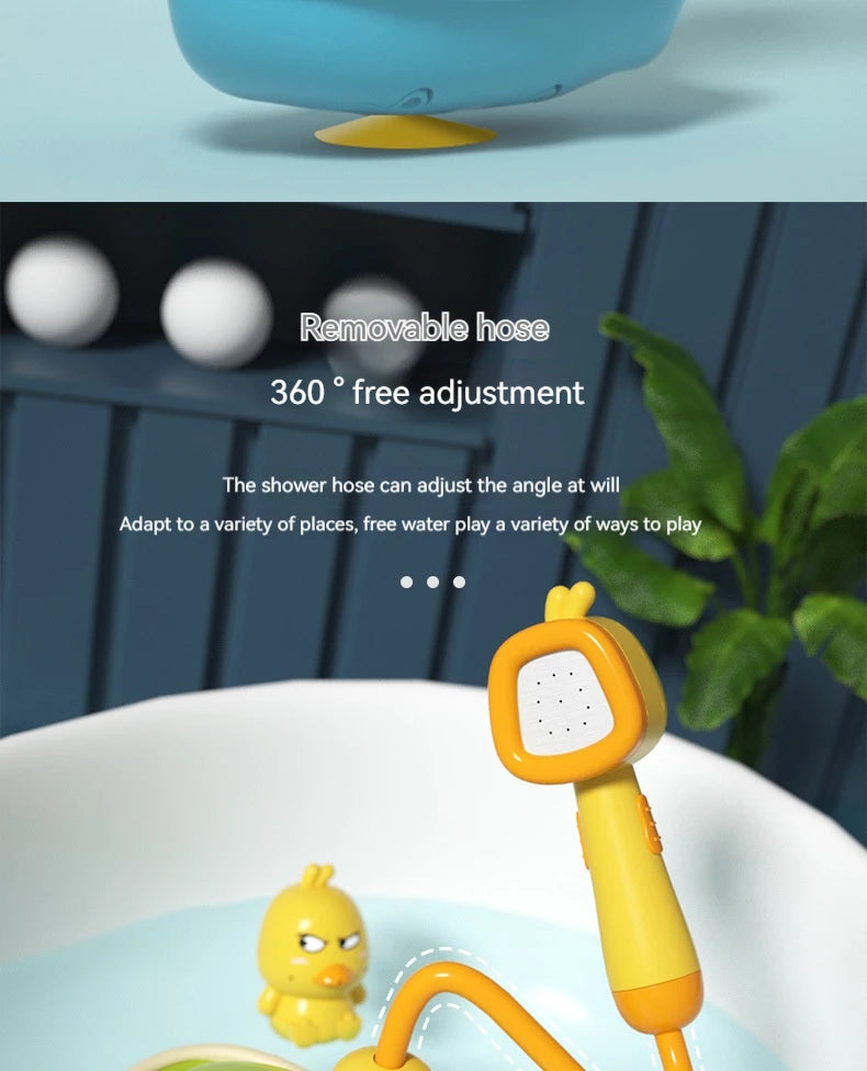 Cute Duck Bathtub Boat Toy with 3 Emotional Ducks Automatic Water Spray Toys for Toddlers, Sensory Interactive Baby Shower Gift ALPENZO