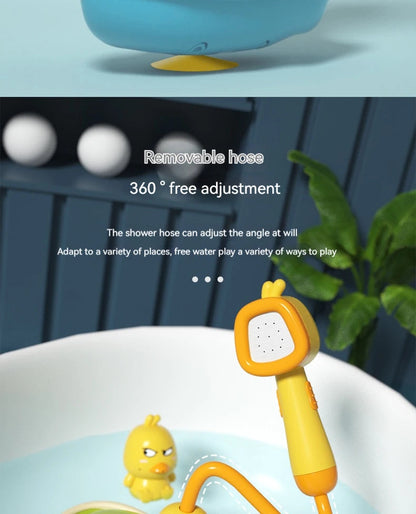 Cute Duck Bathtub Boat Toy with 3 Emotional Ducks Automatic Water Spray Toys for Toddlers, Sensory Interactive Baby Shower Gift ALPENZO