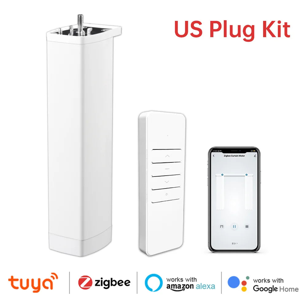 Smart Tuya Wifi/Zigbee Electric Curtain Shutter Motor with RF Remote 22.5CM Size APP Control Alexa Google Assistant SmartThings - ALPENZO