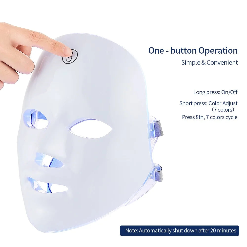 7 Colors Led Facial Mask With Neck Red Light Therapy Mask For Skin Tightening Lifting Anti-aging Bio-Light Beauty Whitening Home ALPENZO