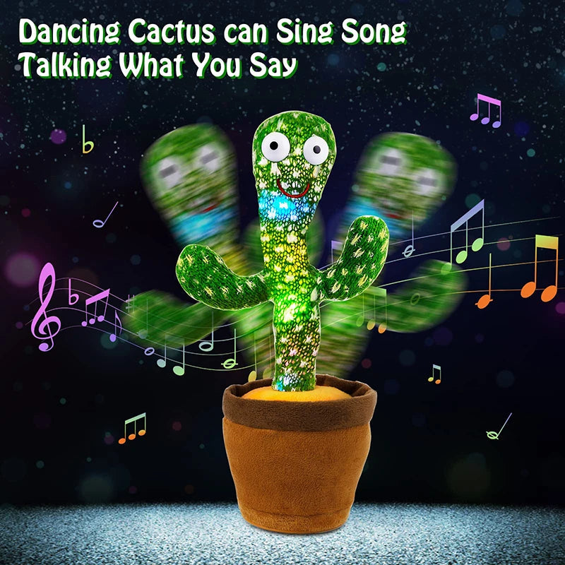 Dancing Cactus 120 Song Speaker Talking Usb Battery Voice Repeat Plush Cactu Dancer Toy Talk Plushie Stuffed Toys For Kids Gift ALPENZO