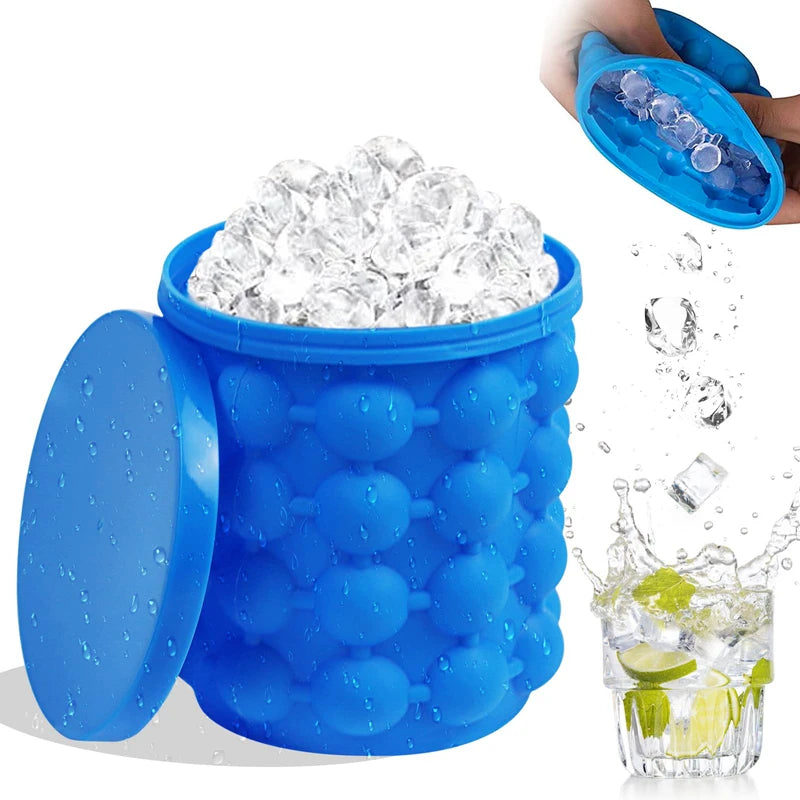2-in-1 Silicone Bucket Ice Cube Maker Easy Freezing and Serving Perfect for Bars Clubs Essential Drinkware Kitchen Accessories ALPENZO
