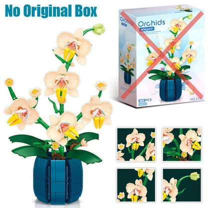 Orchid Flowers Building Blocks Bonsai Plant Model Bricks Bouquet Flower Blocks Creative Romantic Home Decoration Kids Toys Gifts ALPENZO