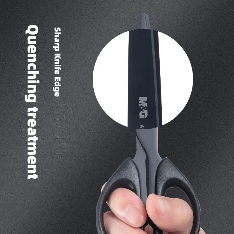 M&G 160mm Black Blade Scissors Wear-resistant Stainless Steel Blade Not Easy to Glue Household Manual Life Durable Scissors ALPENZO