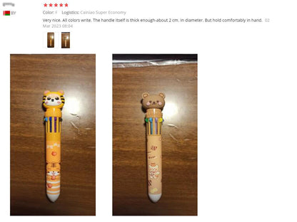 10 Colors Ballpoint Pen Cartoon Bear 0.5mm Colorful Ink Gel Pens Silicone Kawaii Pens School Office Supplies Korean Stationery ALPENZO
