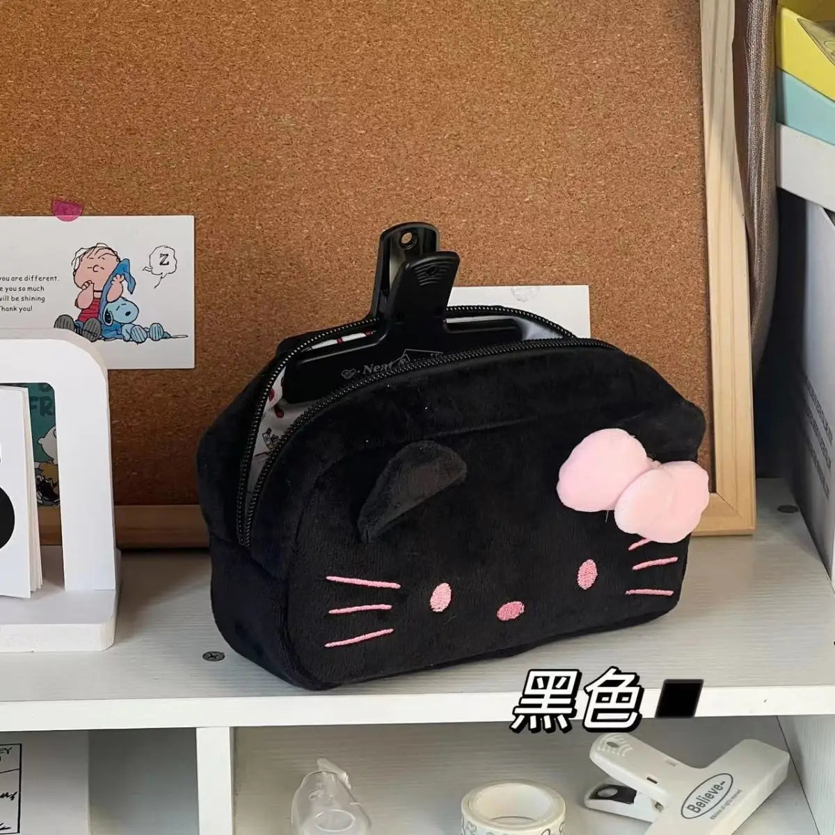 Japanese Cat Pen Bag Cute Printed Cartoon Plush Student Pen Bag Simple And Fashionable Multi Functional Large Capacity Storage ALPENZO