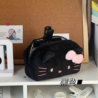 Japanese Cat Pen Bag Cute Printed Cartoon Plush Student Pen Bag Simple And Fashionable Multi Functional Large Capacity Storage ALPENZO