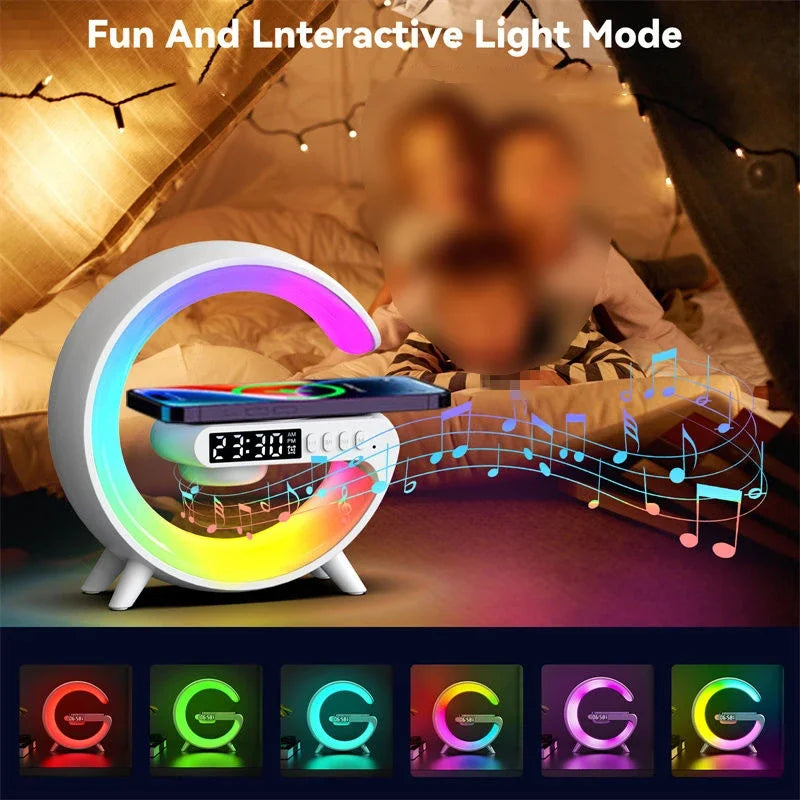 Opansten Multifunction Wireless Charger Pad Stand Speaker TF RGB Night Light Fast Charging Station for iPhone 15 14 13 Samsung ALPENZO