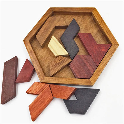 Wooden Tangram Jigsaw DIY Puzzle Kids Learning Educational Toys for Children Thinking Training Wood Toy Puzzles Montessori Games ALPENZO