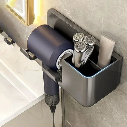 No Punching Hair Dryer Holder Makeup Hair Tool Storage Rack Wall Shaver Comb Sundries Shelf Bathroom Organizer Home Accessories