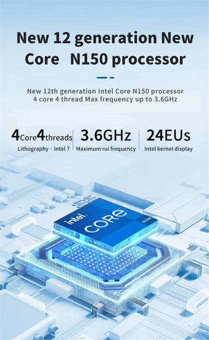 MLLSE G2 Pro Mini PC Intel Twin Lake N150 Processor LPDDR5 12GB RAM 512GB SSD WiFi 5 BT5.2 Win11 Mini Desktop Computer - ALPENZO