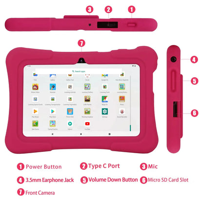 PRITOM 7 Inch Kids Tablet Quad Core Android 10 32GB WiFi Bluetooth Educational Software Installed - ALPENZO