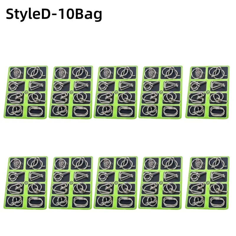 8Pcs/Set Metal Montessori Puzzle Wire IQ Mind Brain Teaser Puzzles Children Adults Interactive Game Reliever Educational Toys ALPENZO