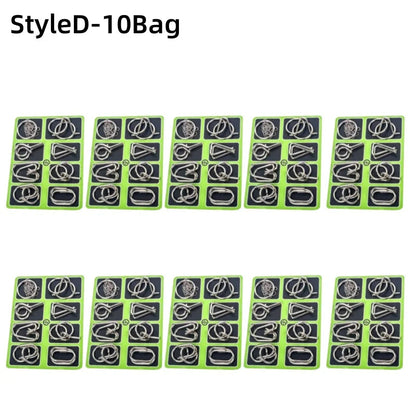 8Pcs/Set Metal Montessori Puzzle Wire IQ Mind Brain Teaser Puzzles Children Adults Interactive Game Reliever Educational Toys ALPENZO