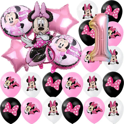 Minnie Mouse Party Decoration Disposable Tableware Minnie Cup Plate Balloon For Girls Baby Bath Birthday Party Supplies ALPENZO
