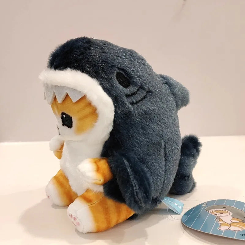 Hot Cute Shark Cat Fried Shrimp Cat Plush Doll Pendant Doll Beautiful Room Car Bag Decoration Pendant Opening Holiday Gift 12cm ALPENZO