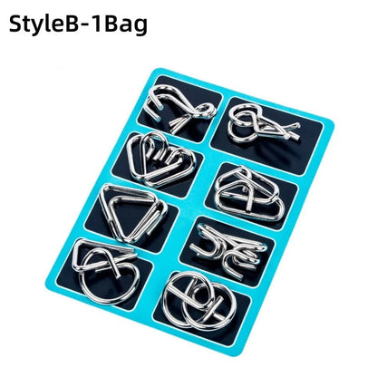 8Pcs/Set Metal Montessori Puzzle Wire IQ Mind Brain Teaser Puzzles Children Adults Interactive Game Reliever Educational Toys ALPENZO