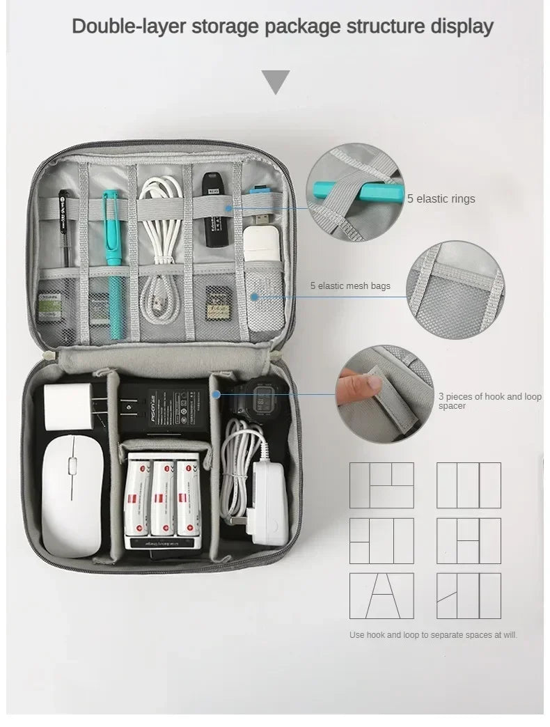 Handheld Digital Bag Multifunctional Large Capacity Moistureproof Mesh Earphone Charger Data Cable USB Travel Protective Case1PC ALPENZO