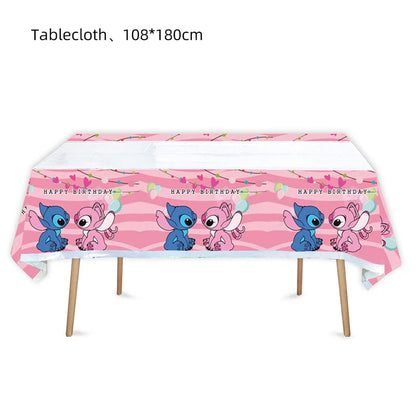 Disney Pink Lilo&Stitch Birthday Party Decorations Disposable Plate Angel Balloon Baby Shower Girls Birthday Party Supplies ALPENZO