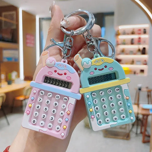 1pc Calculator Keychain Mini Portable Calculator With Creative Cute Keychain 8-Digit Display Pocket Calculator Keychain ALPENZO