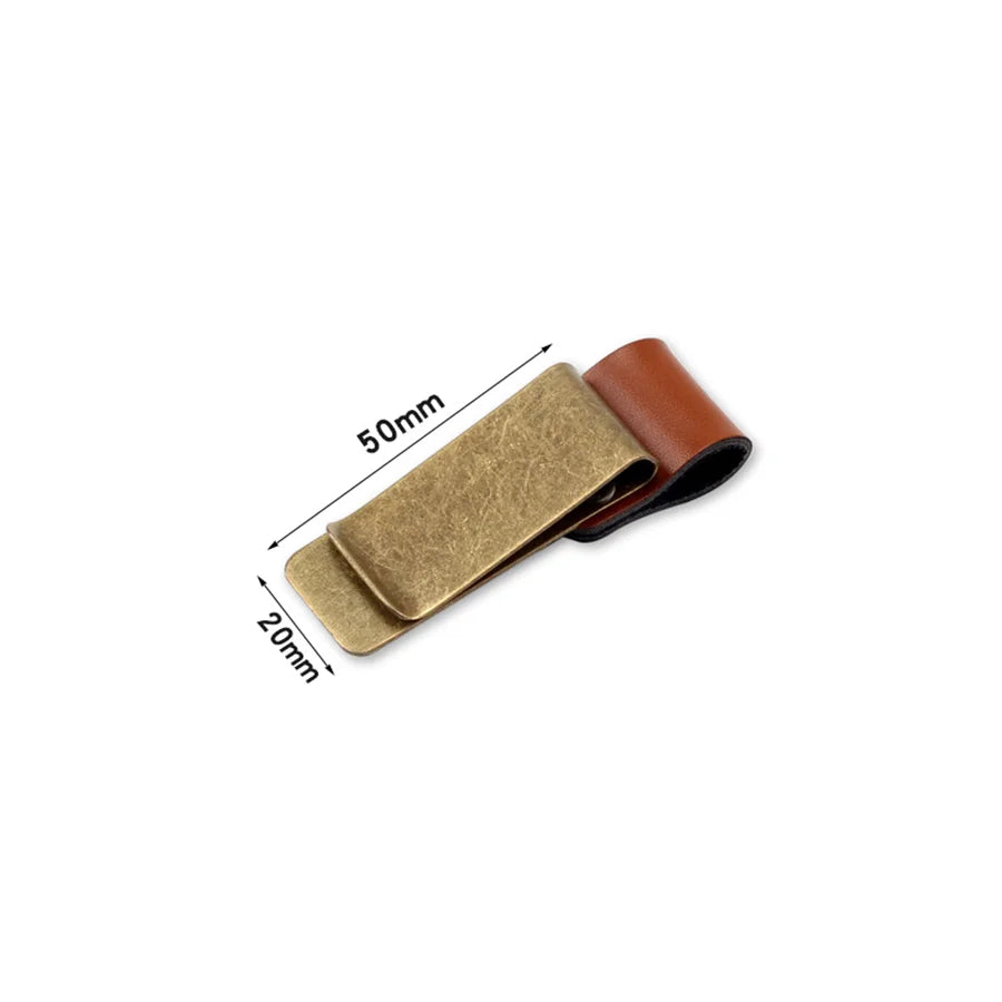 STONEGO Handmade Leather Brass Stainless Steel Pen Holder Clip Journal Notebook Paper Folder Writing Office Supplies ALPENZO