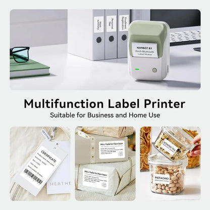 NIIMBOT B1 Portable Thermal Printer With Tapes 2 Inch Adhesive Label Machine Mini Bluetooth Sticker Maker Waterproof Labels Roll - ALPENZO