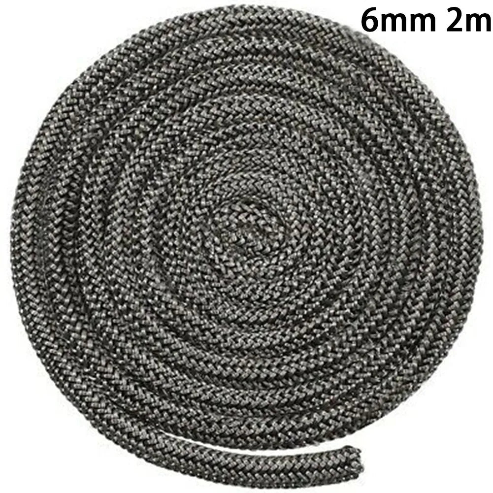 Stove Fire Rope Black Wood Burning Stove 6mm 8mmm 2m Length Log Burner Door Seal High Temperature Stove Heating Fireplaces Part - ALPENZO