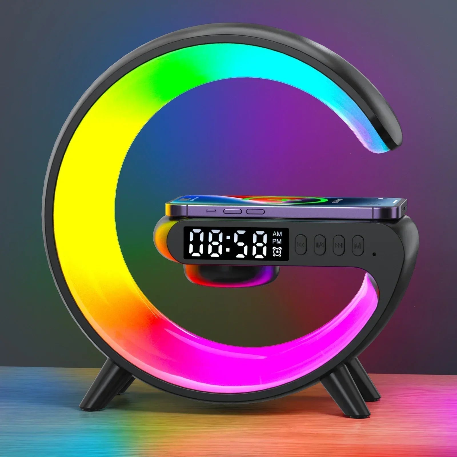 Opansten Multifunction Wireless Charger Pad Stand Speaker TF RGB Night Light Fast Charging Station for iPhone 15 14 13 Samsung ALPENZO