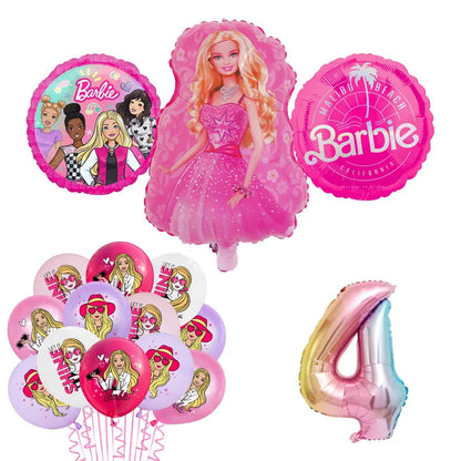 Barbie Birthday Party Supplies Pink Girl Disposable Tableware Banner Cupcake Topper Background Princess Balloons Gift Bag ALPENZO