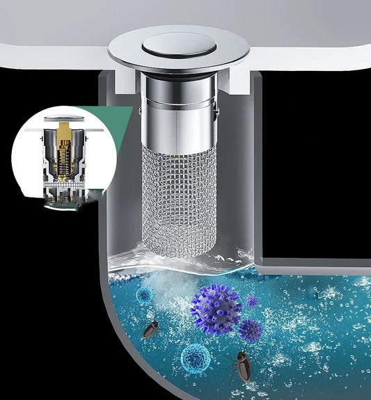 1pc Hand washing art basin, filter bounce core, leak plug, basin, sink accessories, drain, deodorization net, basin, press type - ALPENZO