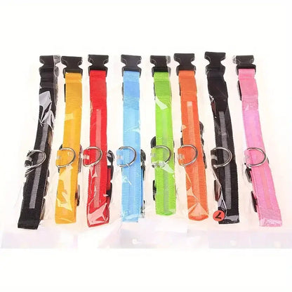Nylon LED Night Safety Flashing Glow In The Dark Dog Leash Dogs Luminous Fluorescent Pet Dog Collar - ALPENZO