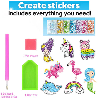 12 Create Big Gem Diamond Painting Sticker Kit Art Craft Girls Boys Unicorn Animal Sealife Magical Mosaic Dot Sticky Toys Gifts ALPENZO