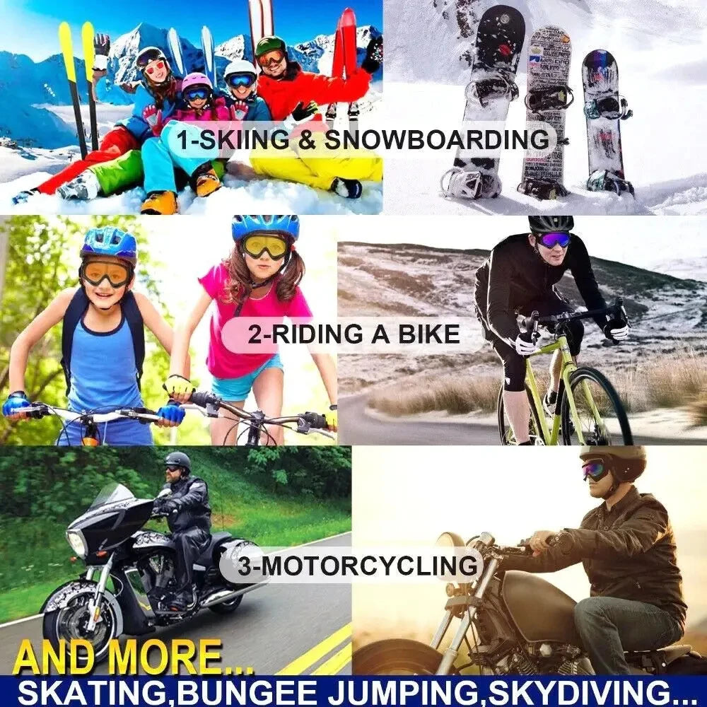 DIZETION 1Pc Winter Windproof Skiing Glasses Goggles Outdoor Sports Eyewear Glasses Ski Dustproof Cycling Lens Frame Sunglasses