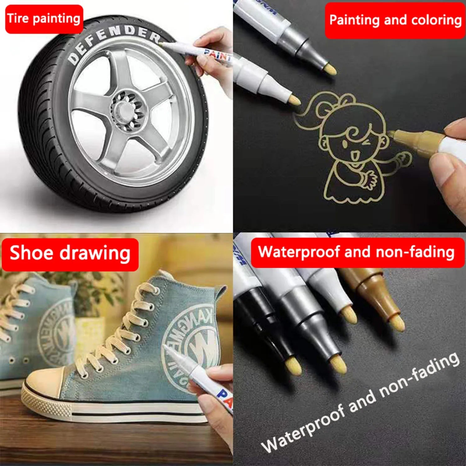 1/3/5/10pcs White Marker Pens set 2.0mm Oily Waterproof  Gel Pen  Graffiti Sketching Marker Stationery Writing  School supplies ALPENZO