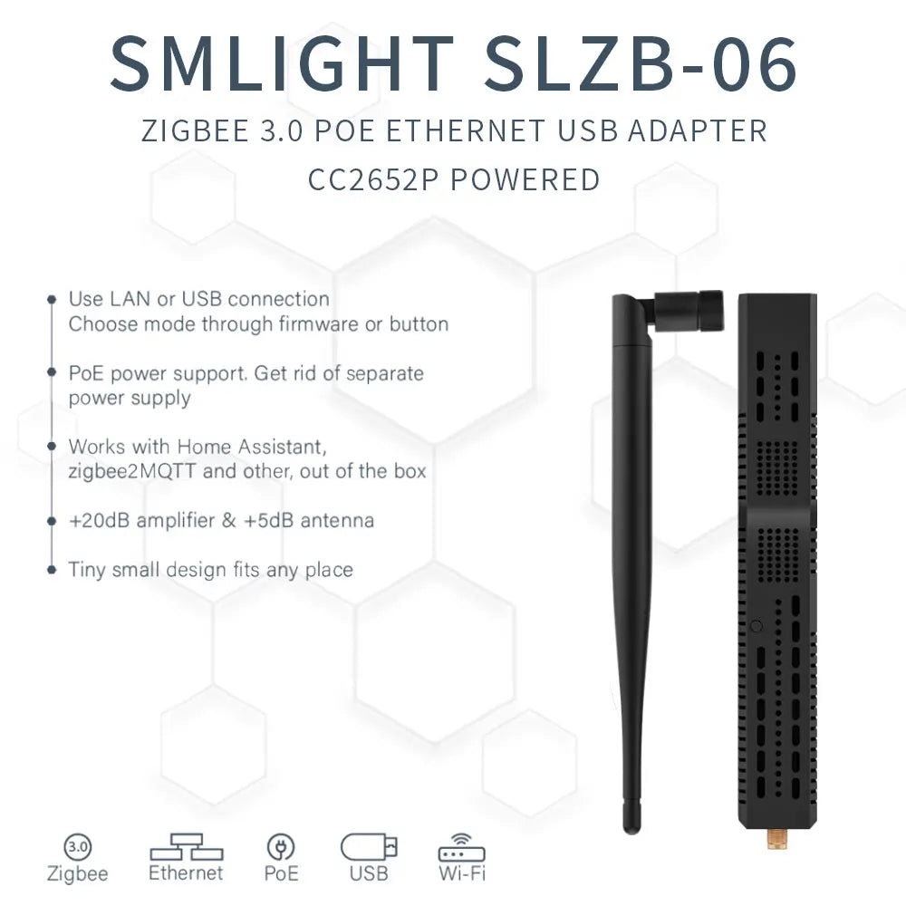 SMLIGHT SLZB-06/M/P7 Zigbee 3.0 to Ethernet,USB,and WiFi gateway coordinator with PoE,works with Zigbee2MQTT,Home Assistant,ZHA - ALPENZO
