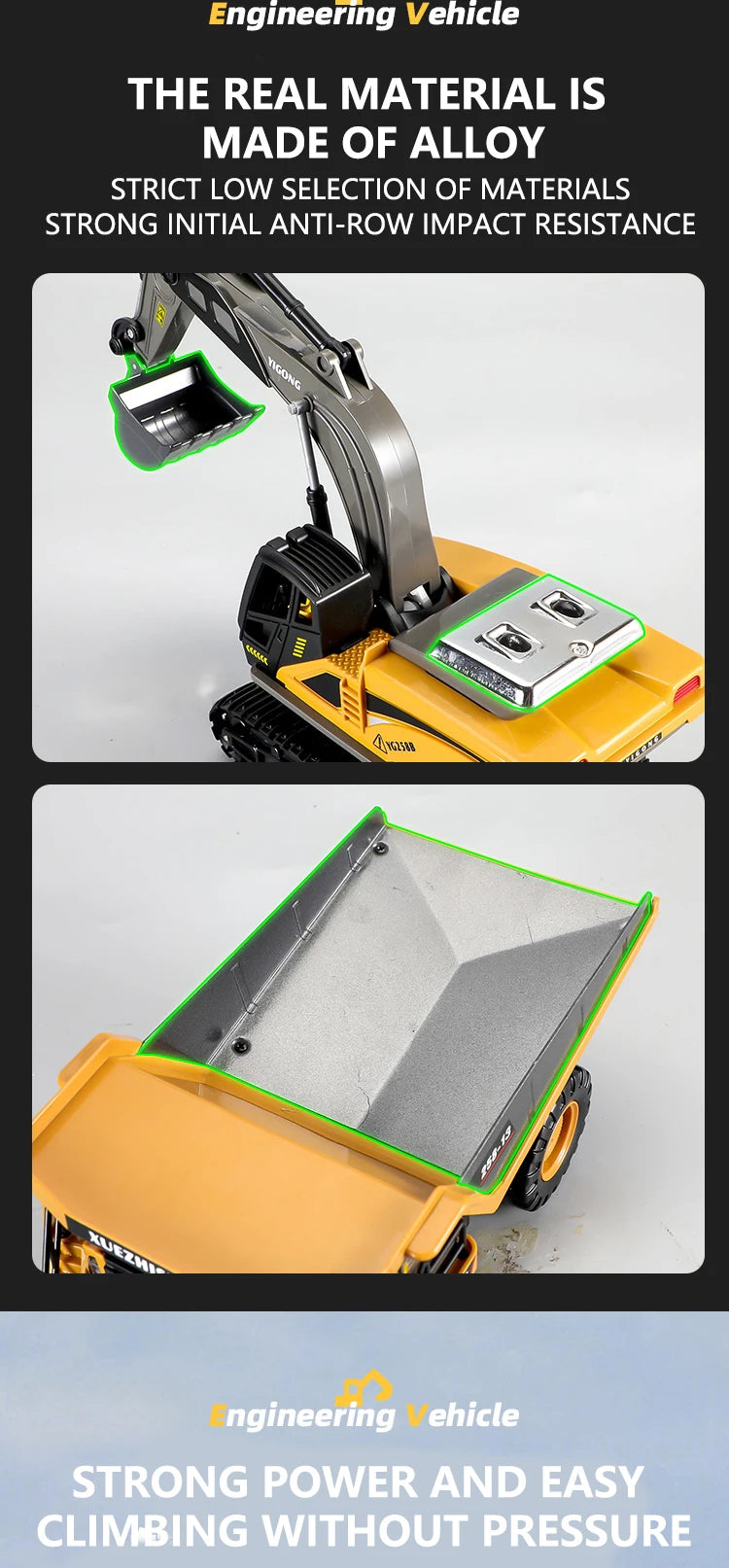 RC Excavator Dumper Car 2.4G Remote Control Engineering Vehicle Crawler Truck Bulldozer Toys for Boys Kids Christmas Gifts ALPENZO