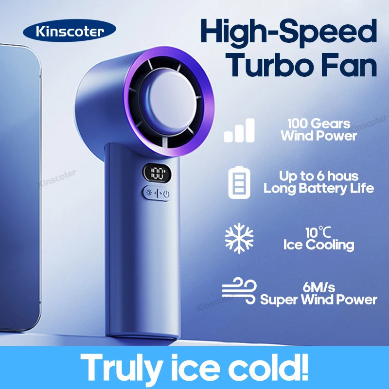 KINSCOTER Portable Handheld Turbo Fan 100 Wind Speeds Adjustable Mini Personal Fan Battery Operated Electric Eyelash Fan ALPENZO