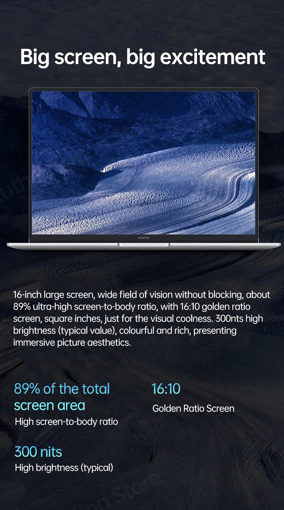 Honor Laptop X16 2024, Ryzen 5 7640HS,16GB 512GB,AMD Radeon 760M, 16 Inch, IPS 45%NTSC 60Hz, Win11 - ALPENZO