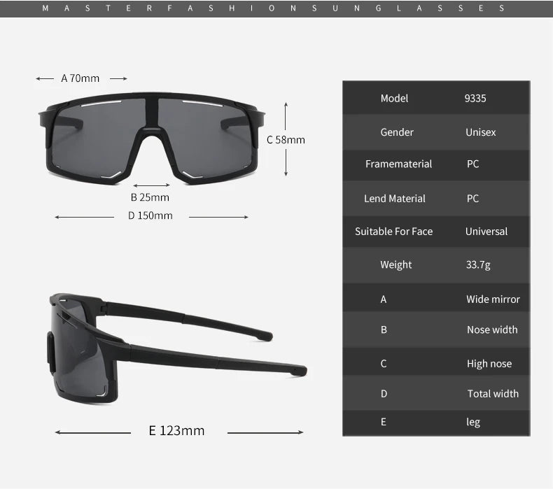 New Bicycle Sunglasses UV Protective Windshield Glass Men's and Women's Wear Lenses Road Cycling Sports Glasses Outdoor Glasses