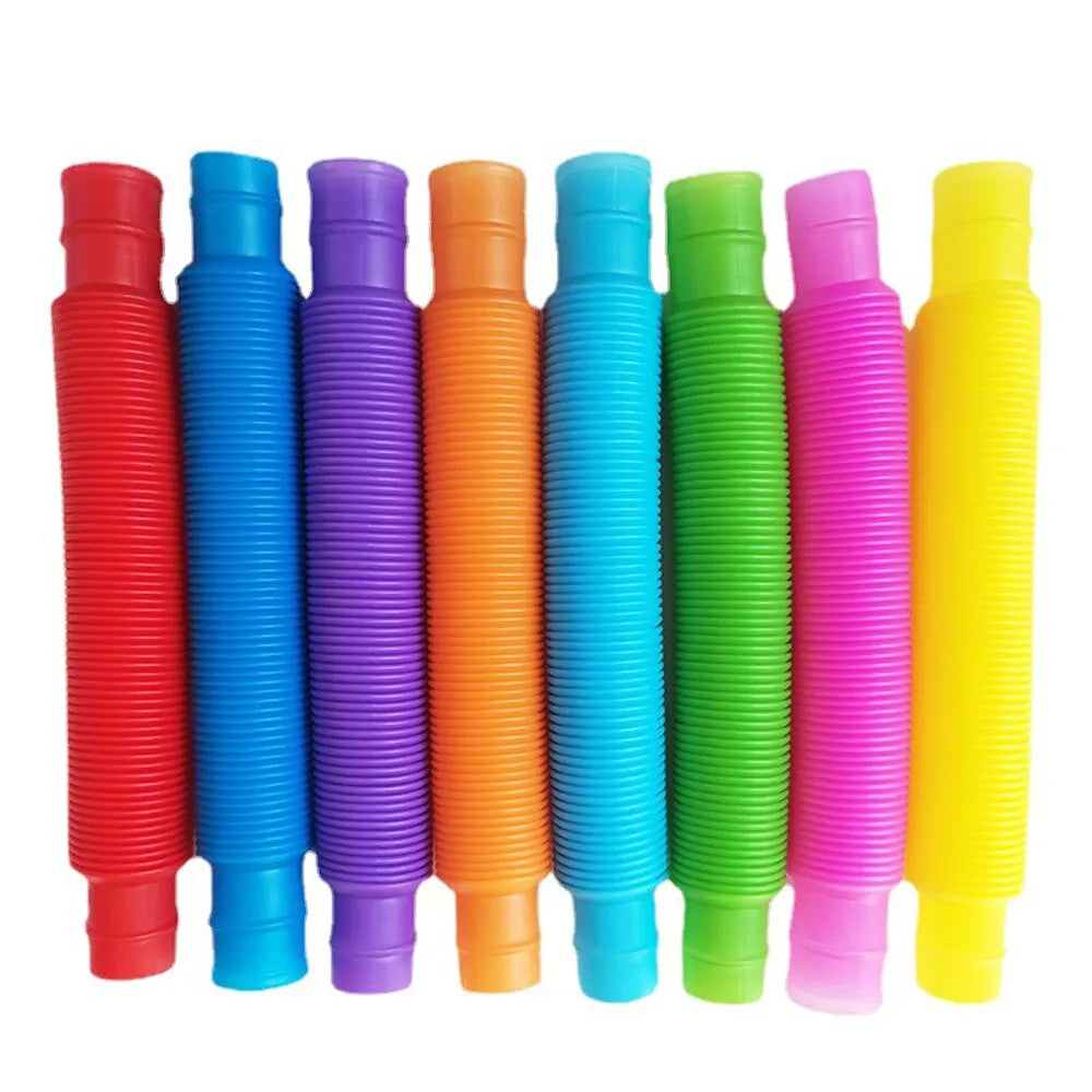 8PCS Colorful Telescopic Tube Pop Tube Stretching Tube Corrugated Tube Children Adult Stress Relief Toy Educational Folding Toys ALPENZO