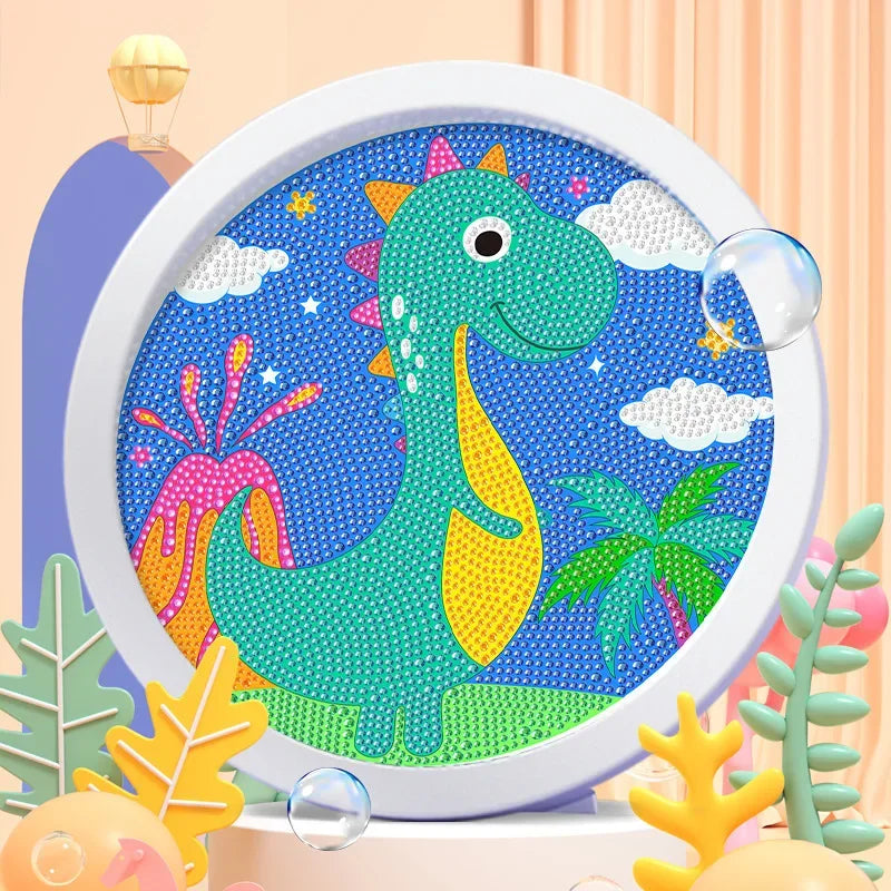 Round frame unicorn diamond painting kitten children's handmade dinosaur creative diamond stickers tiger diy point diamond paint ALPENZO