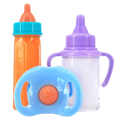 Large size Baby Doll Feeding Bottle Set Baby Care Toy Stroller 2pcs Milk And Juice Bottles With Toy Pacifier For Baby Dolls ALPENZO